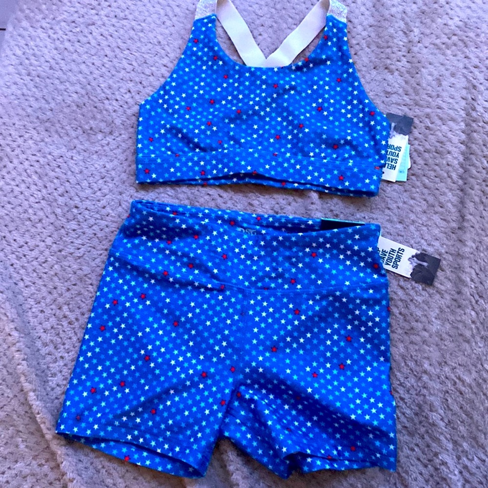 Sport bra and short set Top and bottom both Medium 10-12